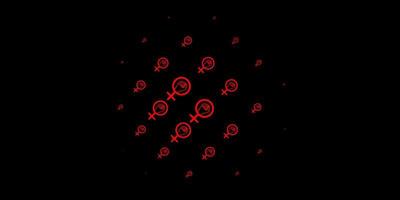 Dark Red vector background with woman symbols.