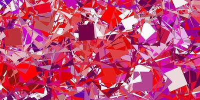 Telón de fondo de vector rosa claro, rojo con triángulos, líneas.