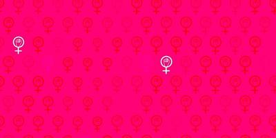patrón de vector rosa claro, rojo con elementos de feminismo.