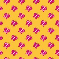 Cute butterfly seamless pattern. Doodle flying insect endless wallpaper. Naive art style. vector