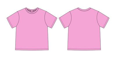 Camiseta de gran tamaño unisex con dibujo técnico de prendas de vestir. plantilla de diseño de camiseta. color rosa. vector