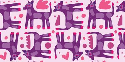 Creative dog seamless pattern. Naive art style. Cute animals endless wallpaper. Contemporary doggy endless backdrop.