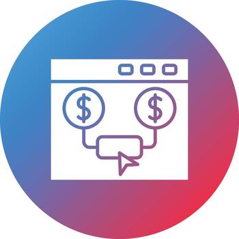 icono de fondo degradado de círculo de glifo de pago por clic vector