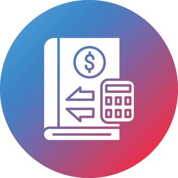 libro mayor glifo círculo gradiente fondo icono vector