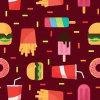 Junk Food Seamless Pattern vector