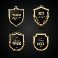 Luxury golden badge and labels set design vector