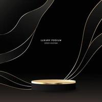 Luxury Podium with black and gold vector