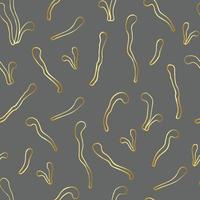 Cordyceps militaris golden mycelium seamless pattern. Hand drawing vector illustration.