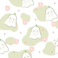 Cute white ghost Halloween pattern, vector illustration.