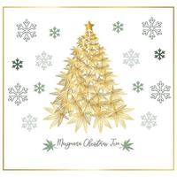 Golden Marijuana Christmas Tree, Cannabis Christmas Tree, Cannabis Leaves Vector Illustration.