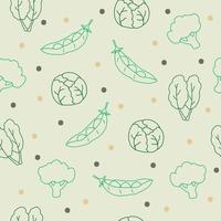 Vegetable patterns chinese kale, cabbage, sweet pea, broccoli, vector illustration.