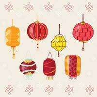 Hand drawing Chinese lamps for Happy Chinese New Year decoration. vector