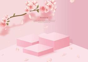 The exhibition platform with cherry blossoms vector