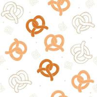 Hand drawn pretzels seamless pattern, vector illustration.