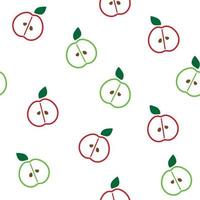 Cute simple red and green apple pattern isolated on white background, vector illustration.