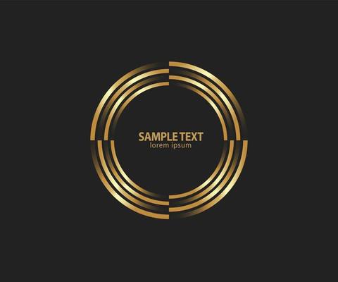 Abstract golden lines in circle form, Design element, Geometric shape with luxury style, Striped border frame for image, Technology round Logo, Spiral Vector Illustration