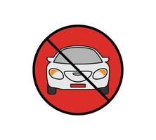 Circle Prohibited Sign For No Car. No Parking Sign. Vector illustration