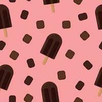 chocolate ice cream on a stick. seamless pattern in flat style. sweet dessert vector