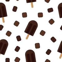 chocolate ice cream on a stick. seamless pattern in flat style. sweet dessert vector