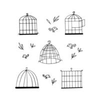 Birdcage. hand drawn illustration in doodle style. minimalism, monochrome. icon sticker vector