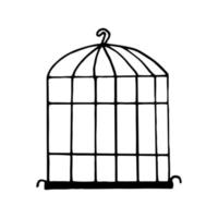 Birdcage. hand drawn illustration in doodle style. minimalism, monochrome. icon sticker vector