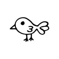 bird. hand drawn illustration in doodle style. minimalism, monochrome. icon sticker vector