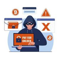 Ransomware with hacker attack illustration concept vector