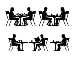 silhouette design of people in cafe vector