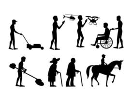 set of silhouette design of people activity vector