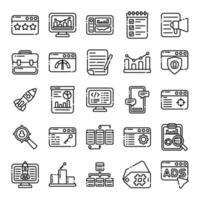 Outline web icons set - seo, search engine optimization, marketing. Line web icons collection. Special lineal icons style. vector