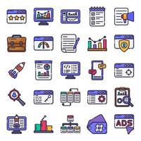 Special lineal color web icons set - seo, search engine optimization, marketing. Line web icons collection. Special filled outline icons style. vector
