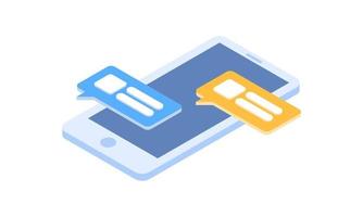 Isometric 3d message chat on smartphone icon vector illustration