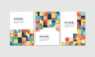 Colourful geometric business flyer, cover, and brochure template set vector