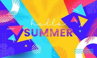 Colourful vibrant hello summer greeting banner background