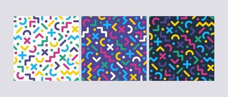 Abstract colourful pop art line pattern background set vector