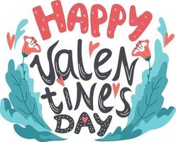 Happy Valentine's Day Hand Lettering - Typographical Background vector