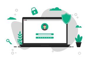 Password security service concept with computer laptop illustration vector