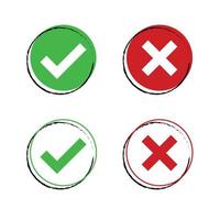 Round check mark and cross set colection vector