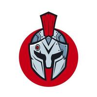 spartan logo illustration with cyborg robot vector