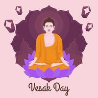 Vesak Day with Buddha Concept vector