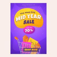 Gradient Mid Year Sale Poster Template vector