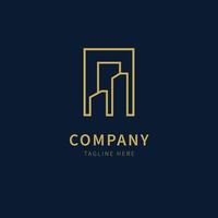 logotipo minimalista inmobiliario, edificio, apartamento, palacio, vector de logotipo de arquitectura