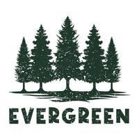 Vintage tree evergreen silhouette for tshirt vector