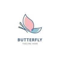 beautiful butterfly simple logo with monoline concept, line art vector logo temple