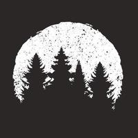 silueta de bosque de árbol vintage para camiseta vector