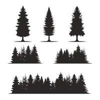 Vintage tree forest silhouette set vector