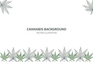 Cannabis green leaves on white background, vector illustration.