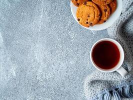 Chocolate chip cookies with cocoa, marshmallow. photo