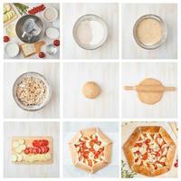 Collage, step by step recipe. Galette with vegetable. photo