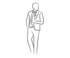 smart businessman line art vector